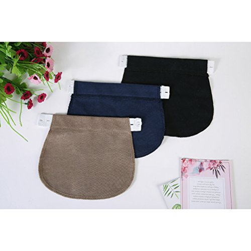 Healifty Extensor de Cintura para Pantalones para Mujeres Embarazadas o Futura Madre 3 Piezas (Negro, Azul Marino y Caqui)