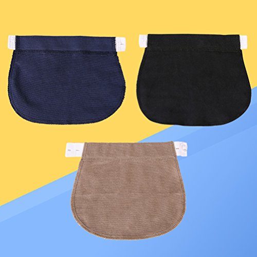 Healifty Extensor de Cintura para Pantalones para Mujeres Embarazadas o Futura Madre 3 Piezas (Negro, Azul Marino y Caqui)