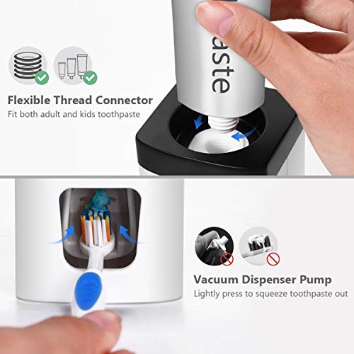 Healifty Porta Cepillo de Dientes - para Montaje en Pared de Baño - con Dispensador de Pasta de Dientes - Cepillo de Dientes Eléctrico Maquinilla de Afeitar Organizador (2 Tazas)