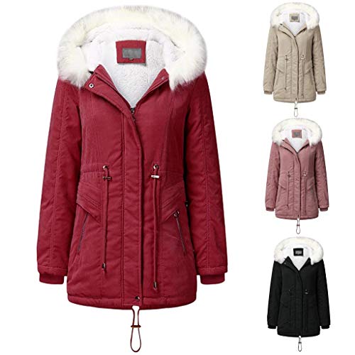 Hebilla de Cuerno de Manga Larga con Capucha Casual de Moda para Mujer con Chaqueta de Bolsillo Abrigos Chaqueta de Invierno para Mujer de Moda Abrigo con Capucha Abrigo Largo de Manga Larga