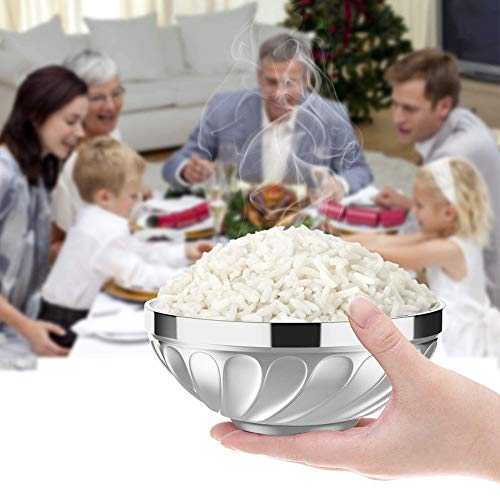 HELEN CURTAIN Acero Inoxidable Tazón Cuencos De Repuesto De Septiembre De 6 Inicio Uso De Cocina con Doble Capa De Aislamiento Térmico,Plata
