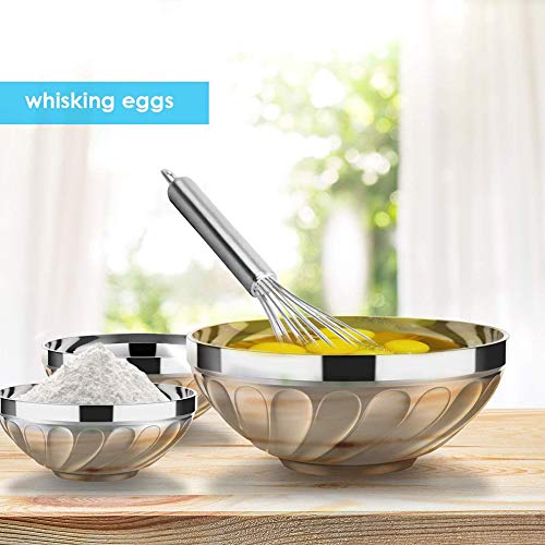 HELEN CURTAIN Acero Inoxidable Tazón Cuencos De Repuesto De Septiembre De 6 Inicio Uso De Cocina con Doble Capa De Aislamiento Térmico,Plata