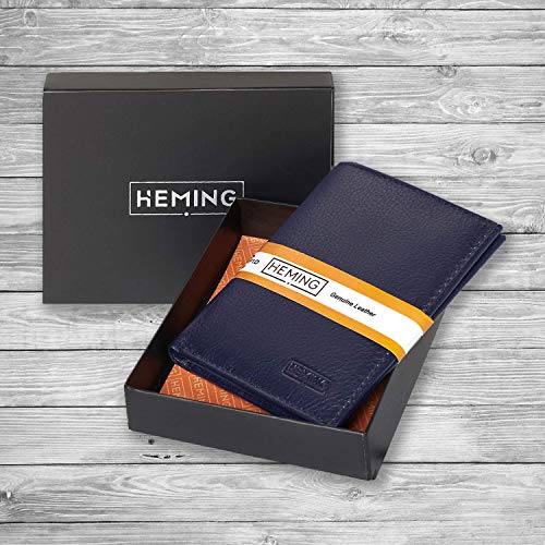 HEMING Cartera para Hombre Azul, Cartera tarjetero hombre, Billetera Hombre Pequeña, Cartera Hombre Piel, Carteras Hombre Pequeña, Cartera de Piel, Carteras Hombre Cuero, Tarjetero Hombre azul