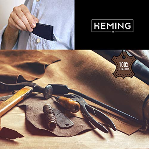 HEMING Cartera para Hombre Azul, Cartera tarjetero hombre, Billetera Hombre Pequeña, Cartera Hombre Piel, Carteras Hombre Pequeña, Cartera de Piel, Carteras Hombre Cuero, Tarjetero Hombre azul