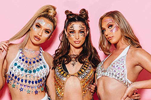 Hemway - Purpurina gruesa en polvo - Ideal para pelo, piel, cara, barba y uñas - Para decoración, manualidades, postales y fiestas - Efecto holograma - Rosa palo