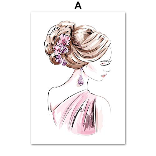 HENGCHENG Cuadro Arte Perfume Paris Tower Flower Girl Carteles E Impresiones Arte De La Pared Pintura De La Lona Cuadros De La Pared para La Decoración De La Sala De Estar,A,A4 21X30Cm Sin Marco