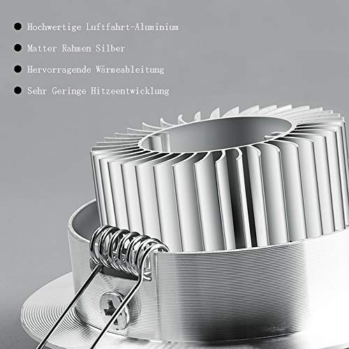 Hengda 12x 7W Foco Empotrable LED Techo Regulable Blanco Frio IP44 de techo de iluminación 560lm LED Downlight para Salón Corredor Escaleras