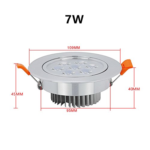 Hengda 12x 7W Foco Empotrable LED Techo Regulable Blanco Frio IP44 de techo de iluminación 560lm LED Downlight para Salón Corredor Escaleras
