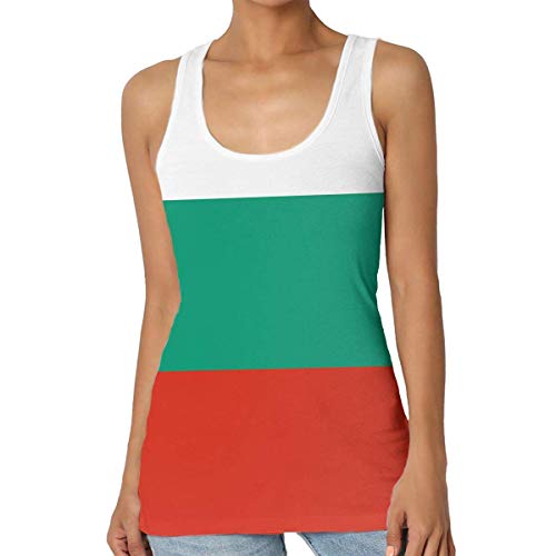 Henrnt Camisetas Sin Manga Mujer/Chaleco,Verano Camiseta Tirantes, Bulgarian Flag Women Tank Top T-Shirt Retro Sleeveless Sport Vest Racerback