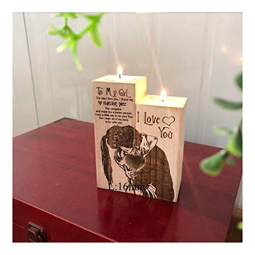 HenShiXin Incluir En Forma de corazón Día de Decoración de Regalo del sostenedor de Vela Pareja de Arte de Madera del Estante de Velas de San Valentín Texturizado (Color : As The Picture)