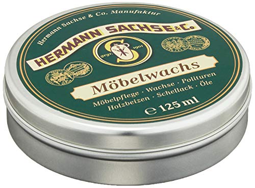 Hermann Sachse Cera para muebles para madera adecuada para todo tipo de madera cera natural para el cuidado de muebles de madera y antigüedades tarro de 125ml