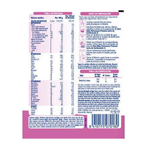 Hero Baby Leche de Continuación, 800g, Pack de 6