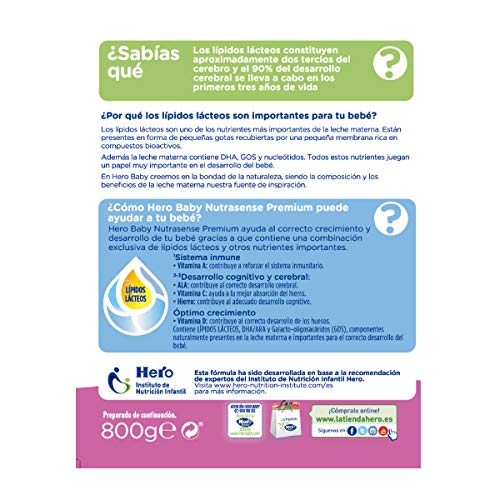Hero Baby Leche de Continuación, 800g, Pack de 6