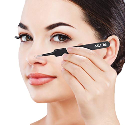 Herramienta de pinzas de extracción de acné con espinillas curvas y de grado quirúrgico FEITA Pro y quirúrgicas para eliminar los poros de cabeza blanca y obstruidos, espinilla