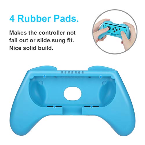 HEYSTOP Nintendo Switch Joy-con Grips (3 Piezas), Estuche Protector Handle Kits para Mandos JoyCon Set de Nintendo Switch Controller,Rojo & Azul