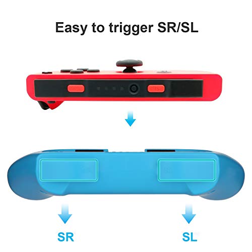 HEYSTOP Nintendo Switch Joy-con Grips (3 Piezas), Estuche Protector Handle Kits para Mandos JoyCon Set de Nintendo Switch Controller,Rojo & Azul