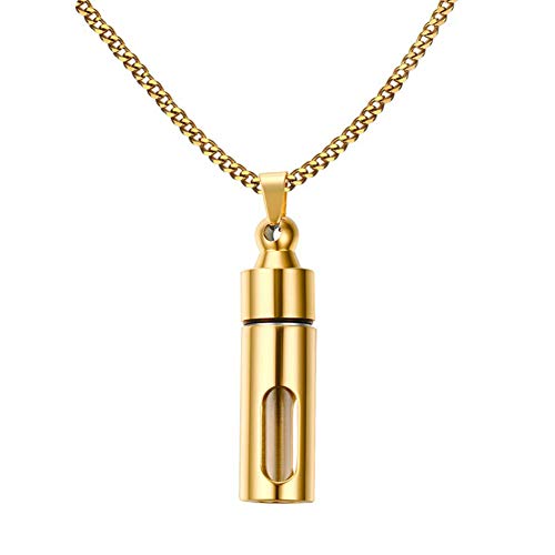 HFJ&YIE&H Botella de Perfume Hombres Mujeres Acero Inoxidable Collar Colgante Collar difusor Aromaterapia Medallón Regalo de joyería Cadena de 24 Pulgadas