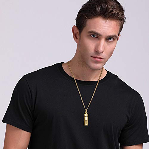 HFJ&YIE&H Botella de Perfume Hombres Mujeres Acero Inoxidable Collar Colgante Collar difusor Aromaterapia Medallón Regalo de joyería Cadena de 24 Pulgadas