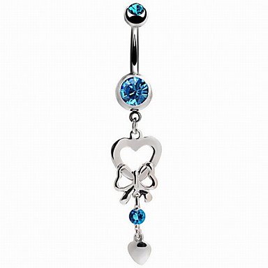 HFJ&YIE&H Moda Unisex plata chapado en ombligo y campana botón anillos diario/ocasional/deportes , blue