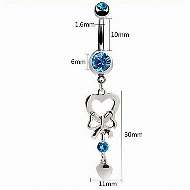 HFJ&YIE&H Moda Unisex plata chapado en ombligo y campana botón anillos diario/ocasional/deportes , blue