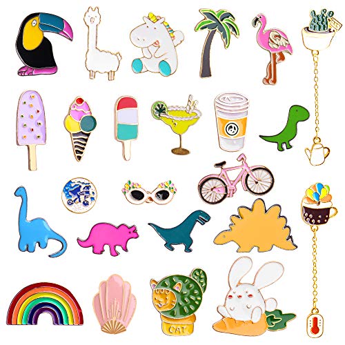 Hicdaw - Juego de 24 pines esmaltados, diseño de dibujos animados