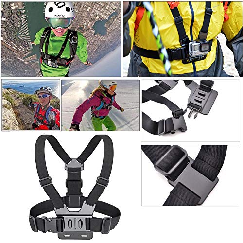 Hieha 23 Kit Accesorio Universal de Cámara Deportiva Action CAM Acuatica Maletín Estuche Cinturón Pecho Arnes Correa Cabeza Palo Flotante Trípode para Victsing Campark GoPro Hero Session SJCAM