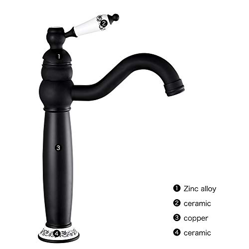 High Arch New Deck Lavabo de baño Grifo mezclador Grifo antiguo pulido/negro Grifo de cascada Grifo de baño, negro, España