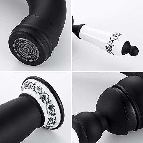 High Arch New Deck Lavabo de baño Grifo mezclador Grifo antiguo pulido/negro Grifo de cascada Grifo de baño, negro, España