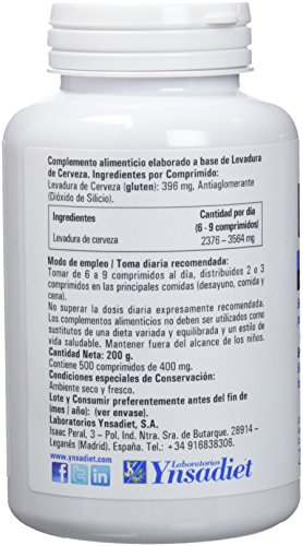 Hijas Del Sol Levasol - Levadura de Cerveza - Vitaminas para el pelo, pelo cuidado, anticaída - 500 Comprimidos