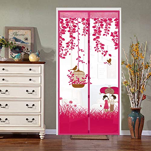 Hilo neto de verano puesto mosquito mosca pájaro jaula paraguas verano imán puerta anti mosca neto anti mosquitero hilo cortina calor A1 W80xH210