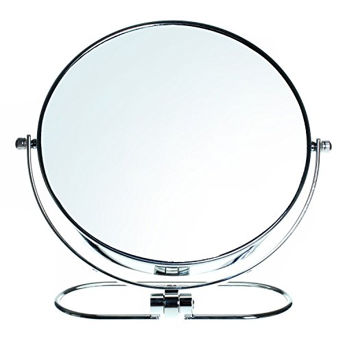 HIMRY Plegable Doble Cara Espejo cosmético 8 Inch, Aumento 10 x, Giratorio 360 °. Espejo Cosmético – Espejo de Mesa, 2 Espejo: Normal y 10 – aumentos, Cromado, kxd3125 – 10 x