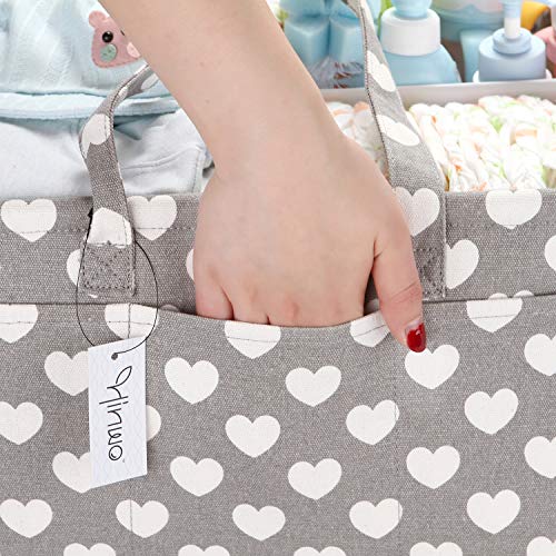 Hinwo - Cesta para pañales de bebé, 3 compartimentos, organizador portátil para el coche, cesta de regalo para recién nacidos, con divisor desmontable y 10 bolsillos invisibles pañales y toallitas