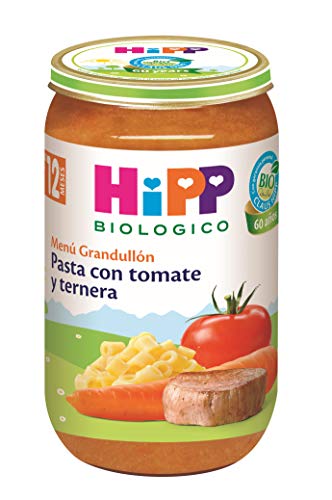 HiPP Biológico, Comida salada para bebé (Pasta con tomate, Ternera) - 12 de 250 gr. (Total 3000 gr.)