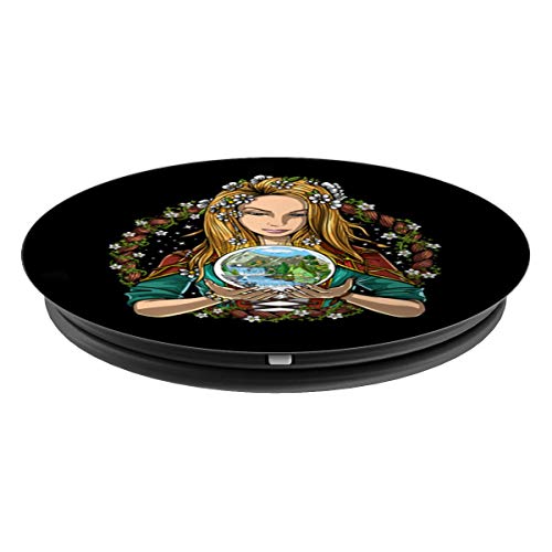 Hippie Bosques Chamán Bola de Cristal Mágica Naturaleza PopSockets Agarre y Soporte para Teléfonos y Tabletas