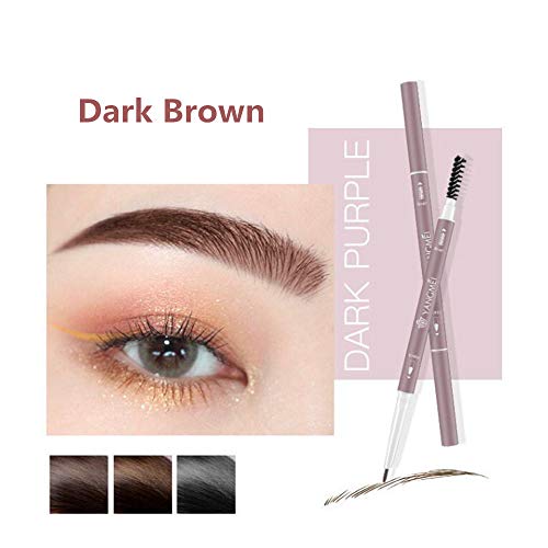 HIROCK Lápiz de cejas de 3 colores, recarga extremadamente delgada, lápiz de cejas de doble punta, resistente al agua y al sudor, duradero, no es fácil de decolorar (paquete de 3)