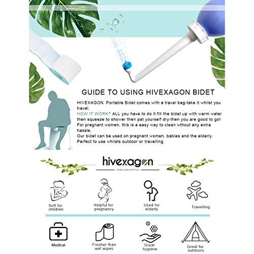 Hivexagon Portable Bidet y Viaje Bidé con la Mano Held Bidet Botella para Uso Personal Limpieza 600ml HG199