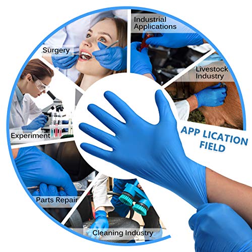 Hizek 100 Piezas Guantes Azul, sin Polvo de Talco, sin látex, antialérgicos, Resistentes al Desgaste,L
