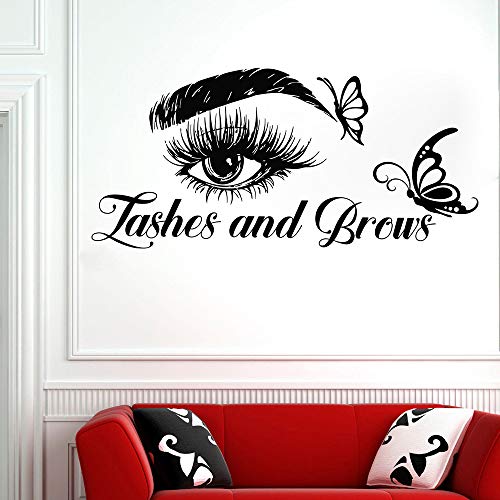 HNXDP Etiqueta de la pared de pestañas y cejas para la decoración del salón de belleza Pestañas de la cara de la mujer Cejas Tatuajes de pared Decoración de la ventana de la belleza Z779 120x57cm