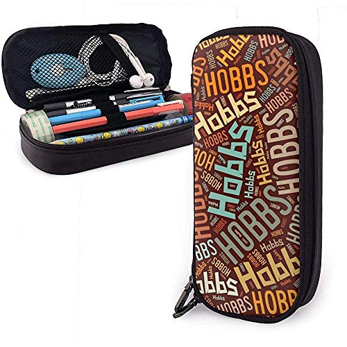 Hobbs - Estuche de lápices de cuero de gran capacidad de apellido americano, lápiz, lápiz, papelería, organizador, organizador de oficina, maquillaje, bolsa de papelería para estudiantes