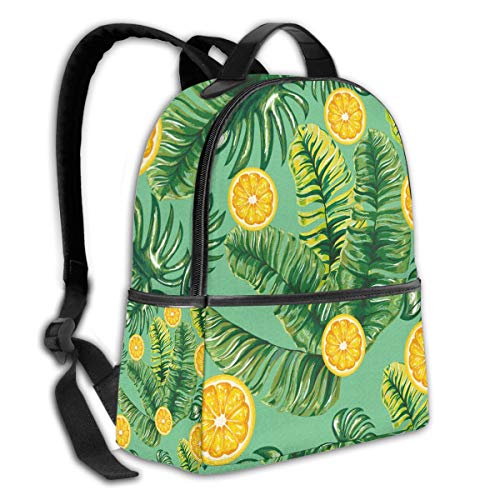Hojas de Palmera con Naranjas cítricas en una Mochila Tropical Duradera para Estudiantes de Primaria, Secundaria y preparatoria