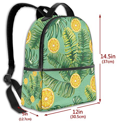 Hojas de Palmera con Naranjas cítricas en una Mochila Tropical Duradera para Estudiantes de Primaria, Secundaria y preparatoria