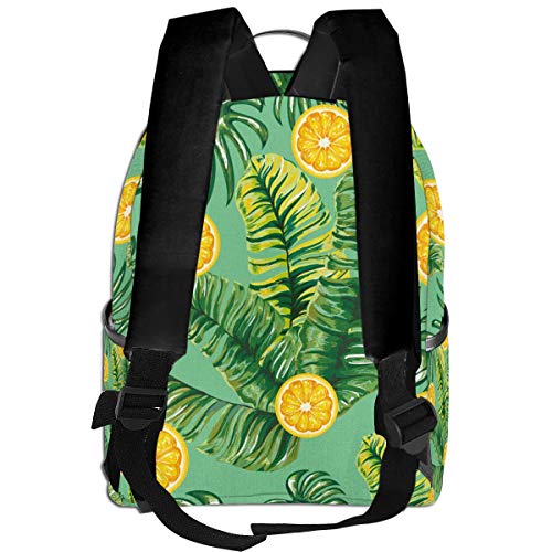 Hojas de Palmera con Naranjas cítricas en una Mochila Tropical Duradera para Estudiantes de Primaria, Secundaria y preparatoria