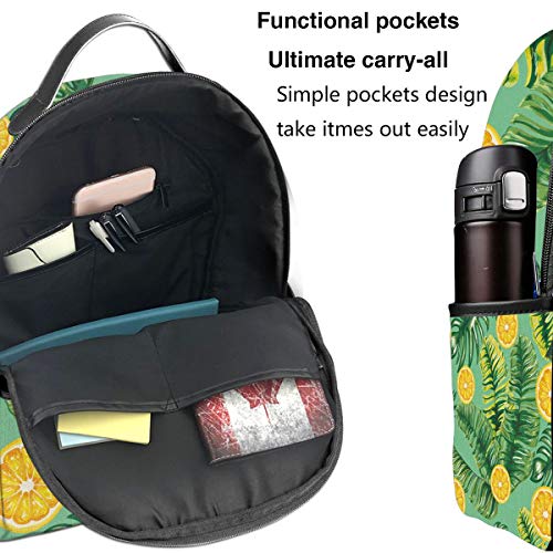 Hojas de Palmera con Naranjas cítricas en una Mochila Tropical Duradera para Estudiantes de Primaria, Secundaria y preparatoria