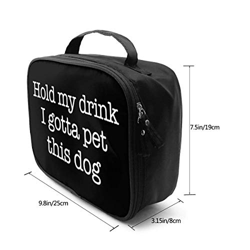Hold My Drink I Gotta Pet This Dog Fashion Travel Maquillaje Train Case Portátil Cosméticos Bolsa Multipropósito Regalo para Cosméticos Maquillaje Herramientas de aseo Joyería