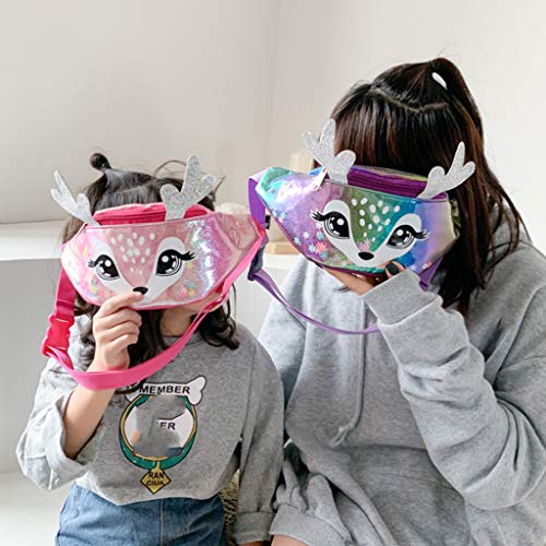 Holograma Bolsa De Riñonera para Mujeres Chicas Niñas,Deporte Cangurera Brillante Neón de Moda Llamativa Impermeable, para Color Run, Fiesta, Viaje, Playa, Actividades al Aire Libre (Púrpura)