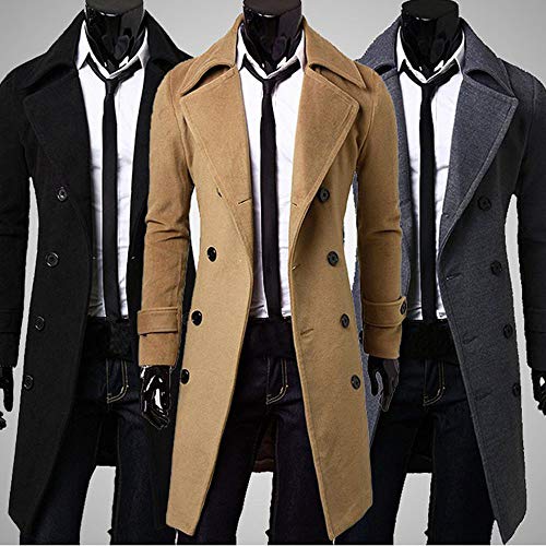 Hombre Invierno Abrigo,JiaMeng Chaqueta para Hombre,Ligero Chaqueta Abajo Cálido Trinchera de Invierno Botón Largo Outwear Abrigo Elegante Abrigos (Gris 2, L)