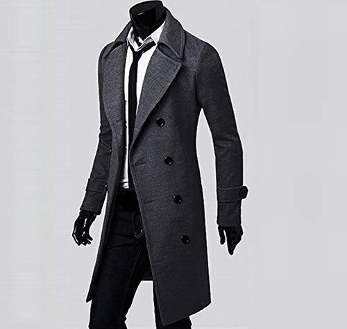 Hombre Invierno Abrigo,JiaMeng Chaqueta para Hombre,Ligero Chaqueta Abajo Cálido Trinchera de Invierno Botón Largo Outwear Abrigo Elegante Abrigos (Gris 2, L)