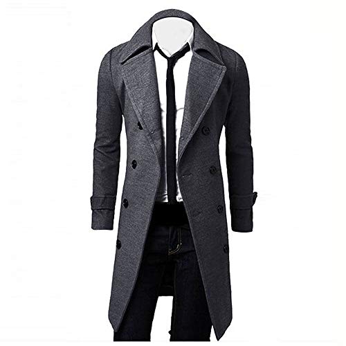 Hombre Invierno Abrigo,JiaMeng Chaqueta para Hombre,Ligero Chaqueta Abajo Cálido Trinchera de Invierno Botón Largo Outwear Abrigo Elegante Abrigos (Gris 2, L)