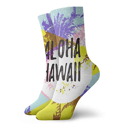 Hombre Mujer Calcetines de vestir Aloha Hawaii Beach Palm Crew Rodilla Manguera larga para senderismo