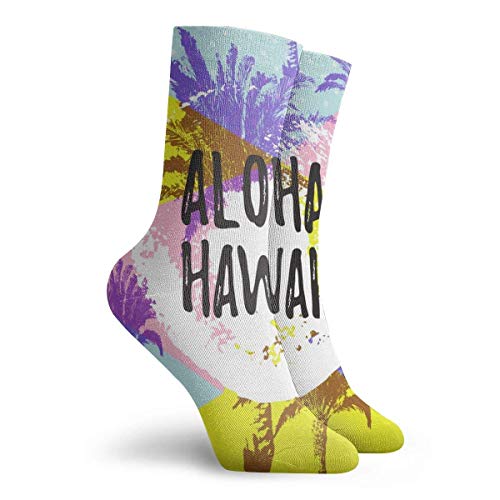 Hombre Mujer Calcetines de vestir Aloha Hawaii Beach Palm Crew Rodilla Manguera larga para senderismo